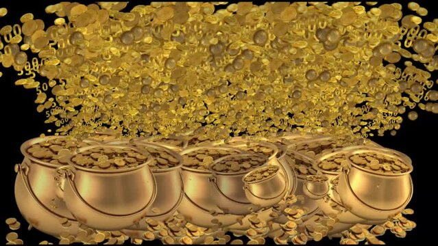 Gold coins are gushing out of the pot