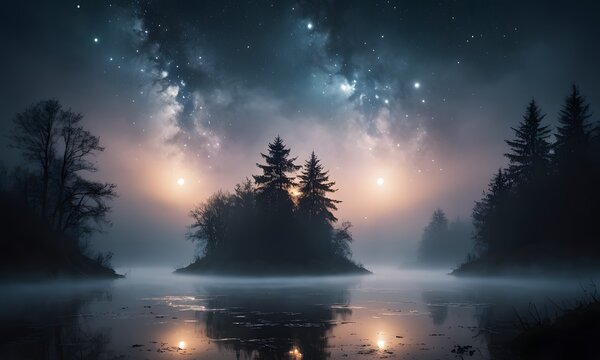 mysterious night with abstract elements atmospheric