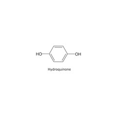 Hydroquinone flat skeletal molecular structure Tyrosinase inhibitor drug used in hyperpigmentation treatment. Vector illustration scientific diagram.