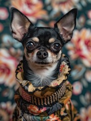 "Adorable Chihuahua Dressed in Fashionable Outfit"