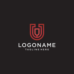 Letter U and wine logo design template elements