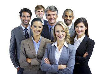 Confident business team of diverse professionals standing together