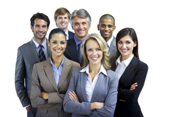 Confident business team of diverse professionals standing together