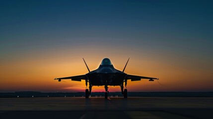 jet fighter at sunset