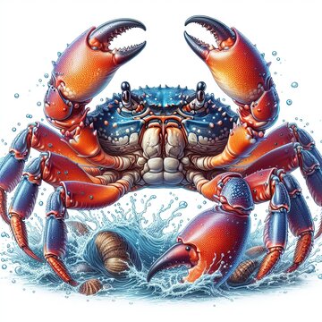 Crab. Sea dweller. 3D style. On a white background.