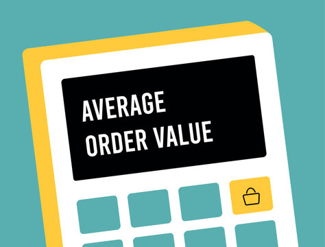 E-commerce metric - Average Order Value concept. Illustration of AOV metrics graph, calculation average transaction amount per purchase