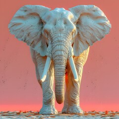 Elephant Ears Flapping as Sails of a Seafarer: A Symbol of Guidance and Strength in a Pastel Safari Landscape