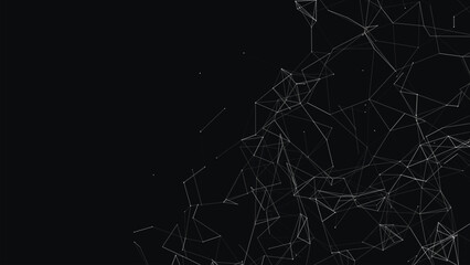 Abstract digital connection, made of dots and lines. Technology background. Network connection structure. Digital background. Black and white polygonal space. 3D vector illustration.