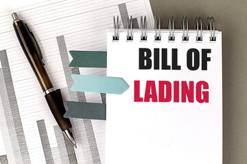 BILL OF LADING text sticky on dairy on gray background