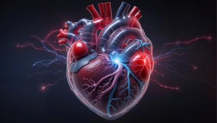  model of human heart on digital background - 792665911