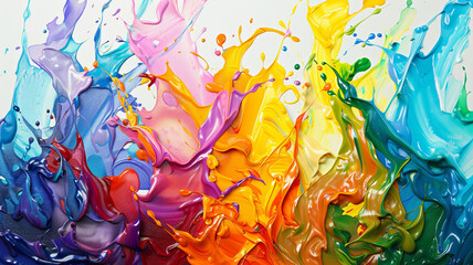 Vibrant oil paint splashes intertwining in a dance of colors - obrazy, fototapety, plakaty