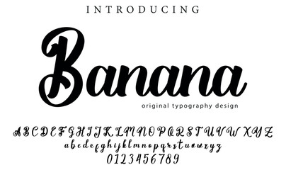 Banana Font Stylish brush painted an uppercase vector letters, alphabet, typeface