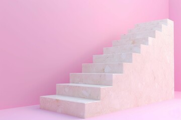 Obraz premium Pastel-hued abstract stairs under a bright sky, casting soft shadows. Beautiful simple AI generated image in 4K, unique.