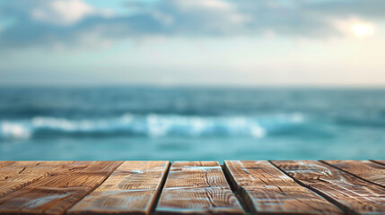 wooden pier on the sea background - obrazy, fototapety, plakaty