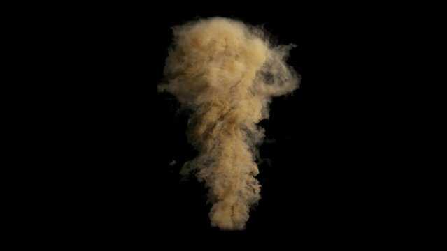 3D animation of a swirling smoke trail on black background. Realistic Tornado animation. A natural storm scene on an isolated black background