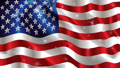 Glimmering Glory: An American Flag Amidst Fourth of July Fireworks - Generative AI - obrazy, fototapety, plakaty