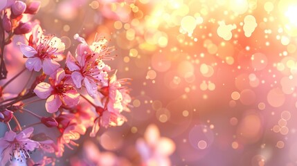 Dreamy Cherry Blossoms Adorned with Sparkling Sunlight Rays - Generative AI