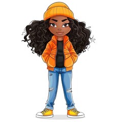 Fashionable Cartoon Character with Chic Style and Confident Smile - Generative AI