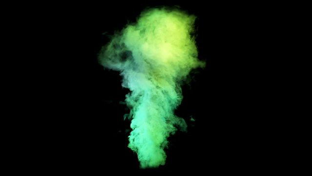 Realistic 3d tornado animation. A natural storm scene with flashing neon light on an isolated black background