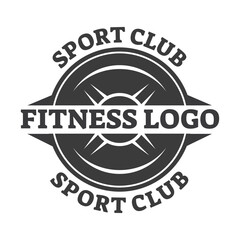 Vector barbell Plate logo design isolated on white background.