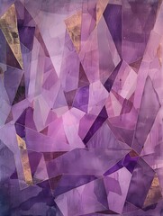 Abstract geometric shapes in various shades of 4 tones of different purple