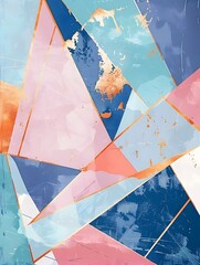 Abstract Geometric shapes in various shades of Azure, Coral, Lavender modern backdrop