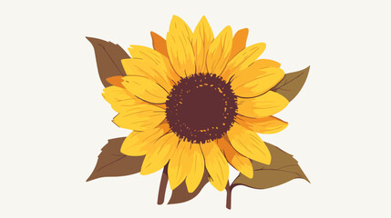 Sunflower icon on white background 2d flat cartoon