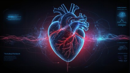  model of human heart on digital background - 792674960
