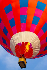 Colorful Hot Air Balloon Is Flying At A Festival.