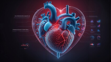 model human heart on digital screen. diagnostic future - 792675789