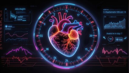 model human heart on digital screen. diagnostic future - 792677362
