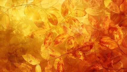 Warm Golden Autumn Leaves Creating a Radiant Abstract Background with Warm Earthy Colors
