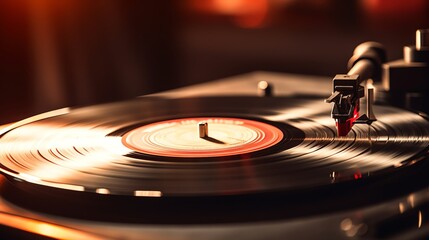 A record player playing a vinyl record.