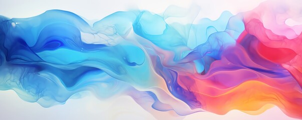 Colorful abstract painting with blue, purple, pink, and orange hues.