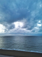 Obraz premium Aerial View of Walmer Beach and Sea View During Sunrise, Kent, England United Kingdom. April 21st, 2024