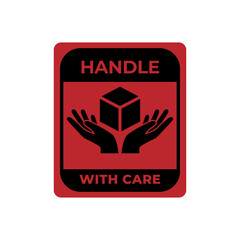 Handle with care packaging sign. Delivery shipping sticker vector.