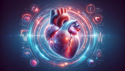  model of human heart on digital background - 792680965