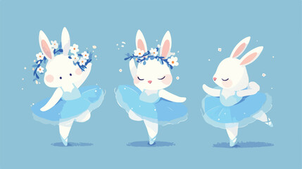 Sweet dancing ballerina bunny illustration. Dancilg