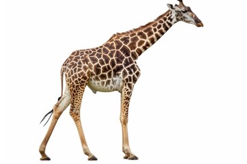 Giraffe photo on white isolated background