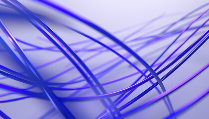 Bright blue lines weave through a lavender grey background, evoking digital elegance.