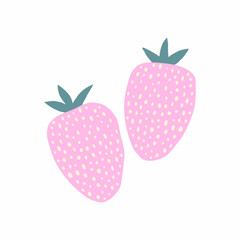 Strawberry hand drawn isolated on white background. Template for sticker, logo, nursery wall decor - 792683337