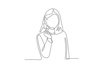 Woman forming a love symbol with her fingers. Love concept one-line drawing