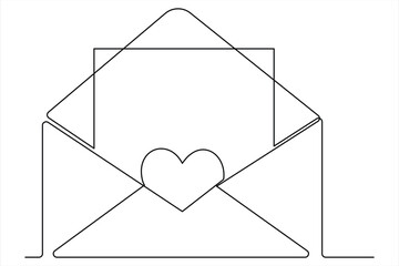 Continuous one line email outline Hand Drawn Symbol vector art illustration