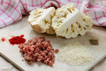 Fototapeta na wymiar Ingredients for cauliflower casserole.