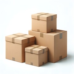 cardboard boxes on white background
