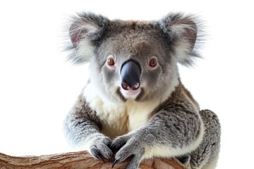 Koala photo on white isolated background