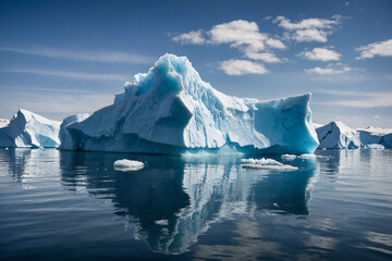 iceberg in polar regions with reflection in water