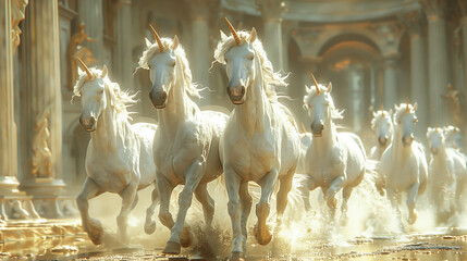 group of unicorn running