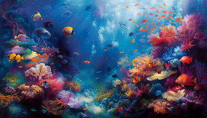 Fototapeta na wymiar An illustration of marine life, showcasing the breathtaking display of nature's beauty and diversity