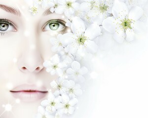 woman flowery background